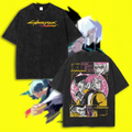Cyberpunk 2077 Unisex Acid Washed Lightweight Cotton Fabric Tees