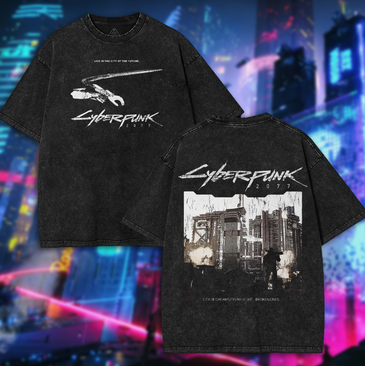 Cyberpunk 2077 City of Dreams Game Washed Unisex T-Shirt