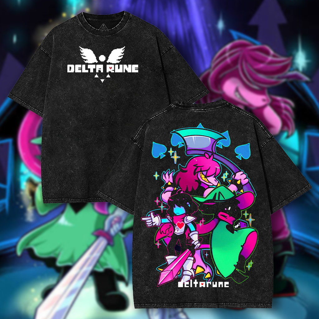 DELTARUNE 'The Trio' Kris, Susie, and Ralsei Unisex Acid Washed Unisex T-Shirt