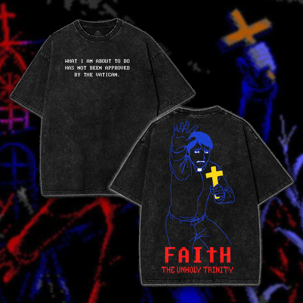FAITH The Unholy Trinity Horror Game Washed Unisex T-Shirt