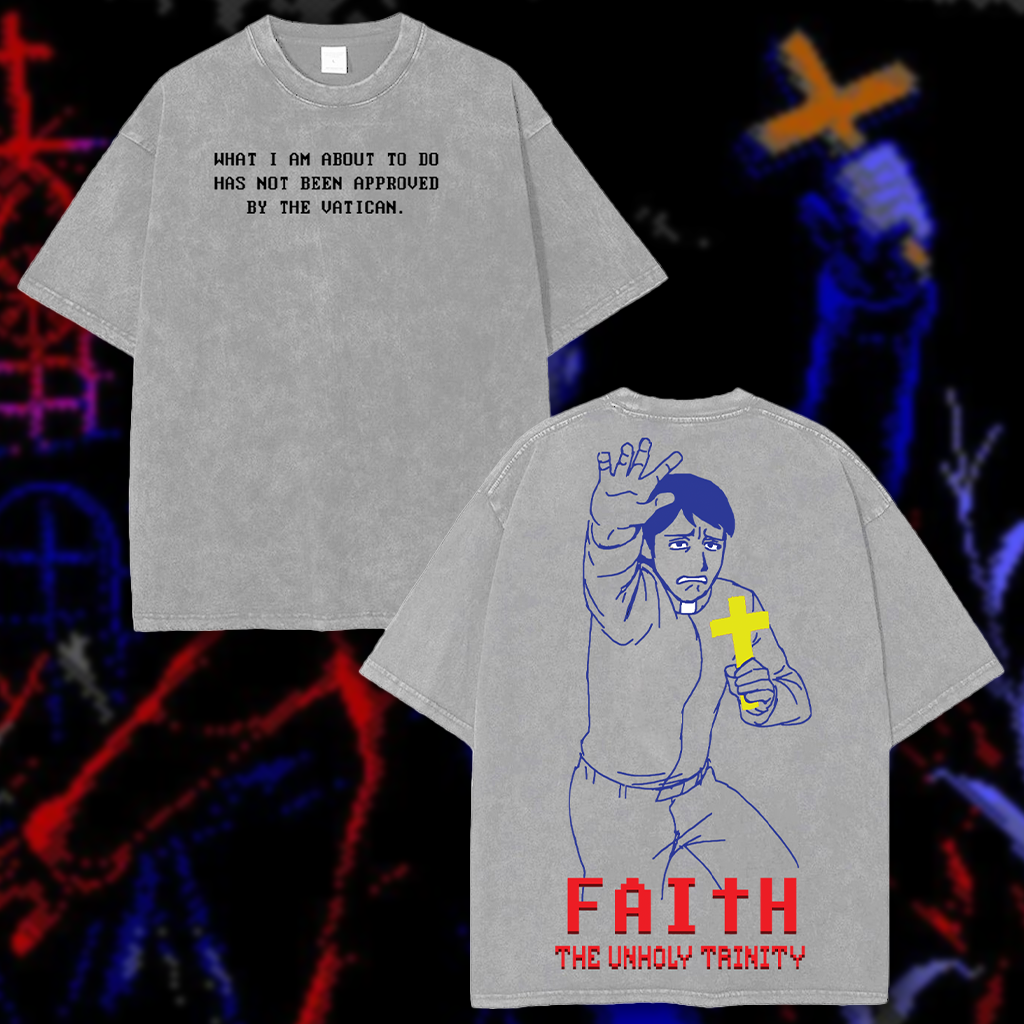 FAITH The Unholy Trinity Horror Game Washed Unisex T-Shirt