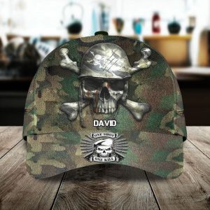 Personalized Skull Army Classic Cap for Veteran, Custom Name Army Veteran Hat for Men, Husband, Dad