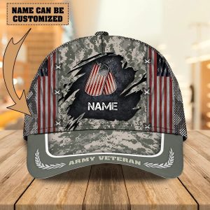 Personalized Skull Army Classic Cap for Veteran, Custom Name Army Veteran Hat for Men, Husband, Dad 3