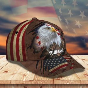 Personalized 4th of July American Flag Eagle 3D Baseball Cap, Eagle Hat for Him Veteran Gift 3