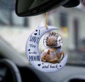 Squirrel Moon and Back Flat Acrylic Car Ornamenrt Car Decor