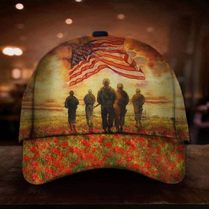 Soldiers American Flag Poppy Hat Patriotic Honor Our Troops Unique Veterans Day Gift Hat Classic Cap