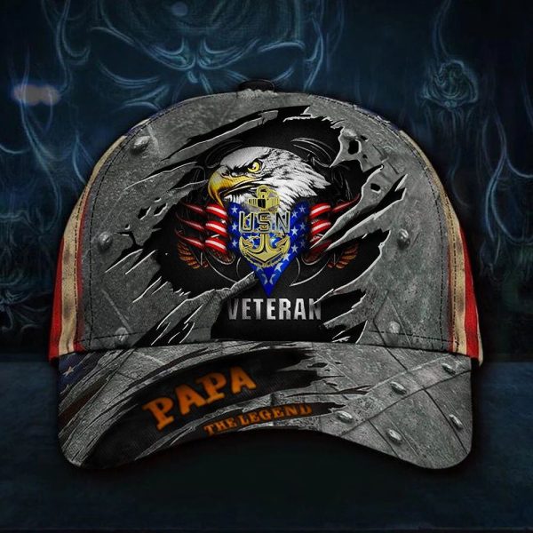 Us Navy Veteran Papa Legend – Classic Cap – Gift For Grandpa, For Dad