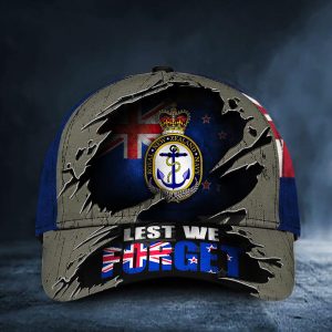 Lest We Forget New Zealand Flag Navy Veterans Mens Patriotic Classic Cap