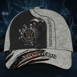 Skull Unique American Flag Cap Honor Navy Veteran Gifts Classic Cap