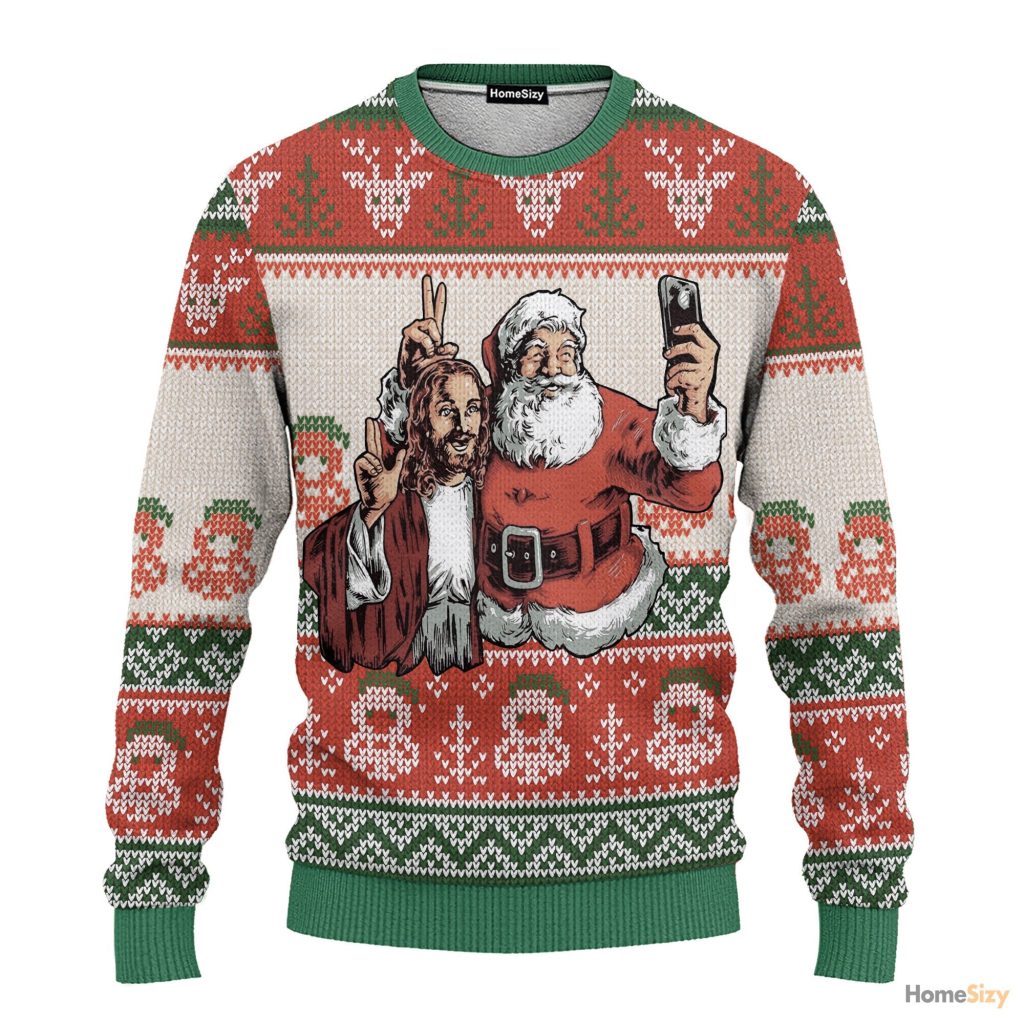 Santa And Jesus Costume Cosplay Ugly Sweater