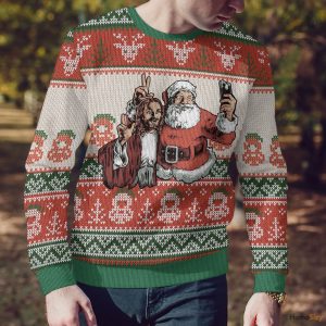 Santa And Jesus Costume Cosplay Ugly Sweater 3