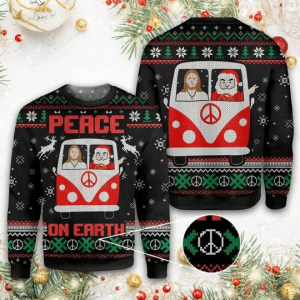 Jesus & Santa Peace On Earth Ugly Christmas Sweater