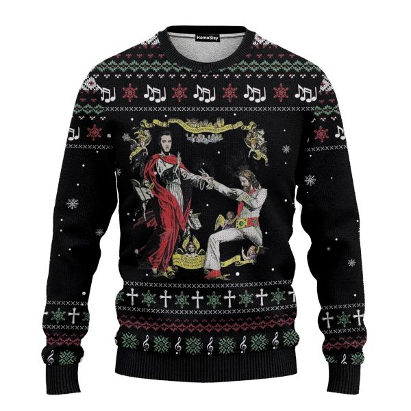 Jesus And Elvis Custom Ugly Sweater – Best Gift For Christmas