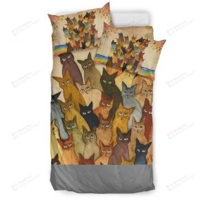 Colorful Cat Art Bedding Set Cotton Bed Sheets Spread Comforter Duvet Cover Bedding Sets