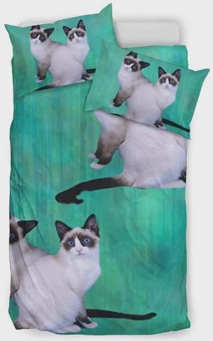 Lovely Snowshoe Cat Print Bedding Set Bed Sheets Spread Comforter Duvet Cover Bedding Sets