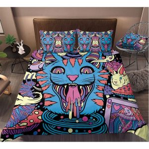 Cat Art Pattern Bedding Set Bed Sheets Spread Comforter Duvet Cover Bedding Sets