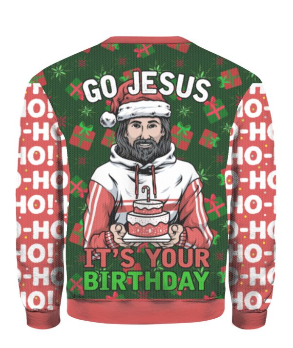 Jesuss Birthday Go Jesus Ugly Christmas Sweater   For Men & Women  UH1310