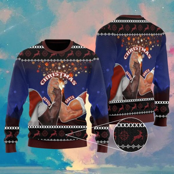 Santa And Jesus Christmas Ugly Christmas Sweater  Adult  US1185