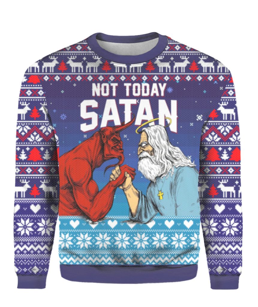 Jesus Not To Day Satan Ugly Christmas Sweater   For Men & Women  UH1404