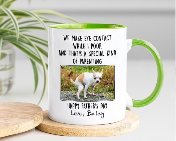 Custom Funny Dog Dad Mug: Perfect Father s Day Gift for Dog Dads – Pooping Dog Gag & Photo Mug