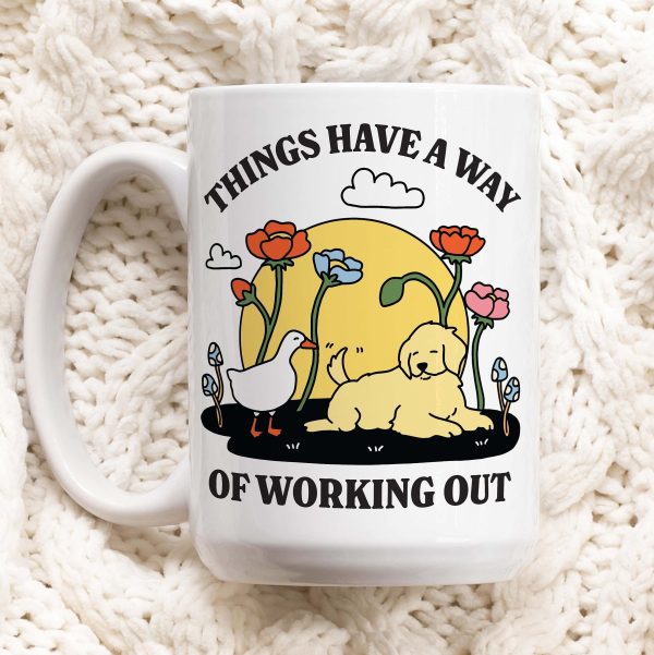 Dog & Goose Self Love Coffee Mug – Doggy Golden Retriever Labrador Cup Dog Lover Gift for Cheer Up or Get Well Soon