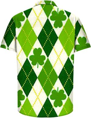 St.Patricks Day Hawaiian Bowling Shirts for Men Short Sleeve Shamrock Printed Beach Casual Aloha Shirt Clover Printed Shirt 3