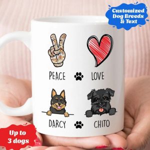 Peace-Love Mug: Personalized Gift for Dog Lovers Customized with Love