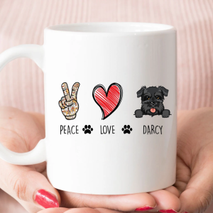 Peace-Love Mug: Personalized Gift for Dog Lovers Customized with Love 3