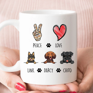 Peace-Love Mug: Personalized Gift for Dog Lovers Customized with Love