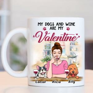 Dog Mom Gift: Personalized Dog Lovers Ceramic Mug – Dog and Wine Are My Valentine