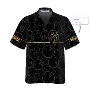 Bowling Pattern And Golden Custom Hawaiian Shirt, Personalized Bowling Shirt For Men & Women