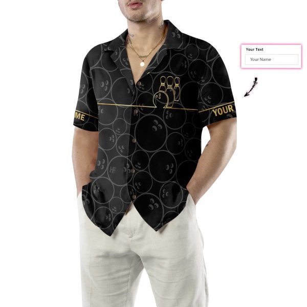 Bowling Pattern And Golden Custom Hawaiian Shirt, Personalized Bowling Shirt For Men & Women