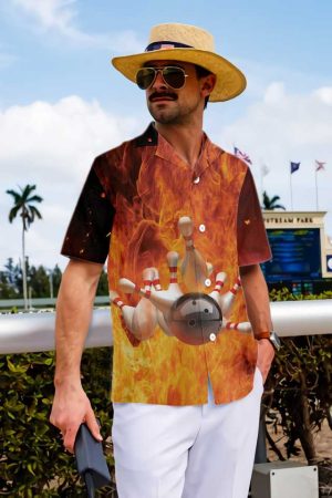 I'm A Bowling Beast Hawaiian Shirt, Flame Pattern Bowling Shirt, Best Gift For Bowling Players 3