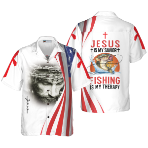 Jesus Is My Savior Fishing Is My Therapy Hawaiian Shirt 3