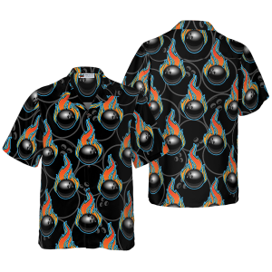 Bowling In Fire Seamless Pattern Hawaiian Shirt