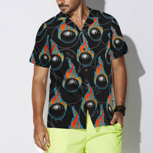 Bowling In Fire Seamless Pattern Hawaiian Shirt