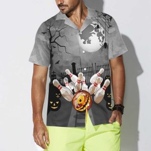 Bowling Halloween Hawaiian Shirt, Spooky 10 Pin Bowling Halloween Shirt