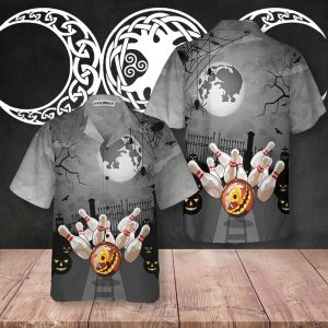 Bowling Halloween Hawaiian Shirt, Spooky 10 Pin Bowling Halloween Shirt 3