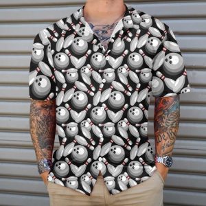 Bowling Pins & Balls Hawaiian Shirt, Seamless Bowling Patterns Shirt, Best Gift For Bowling Lovers