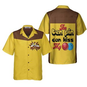 The Ten Pin Can Kiss My Ball Custom Hawaiian Shirt, Personalized Bowling Shirt, Best Gift For Bowling Players