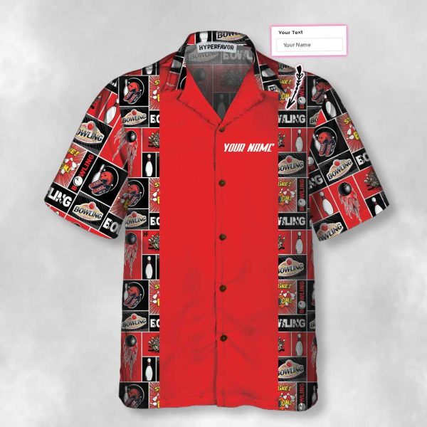 Red Bowling V2 Custom Hawaiian Shirt, Personalized Gift For Bowling Players