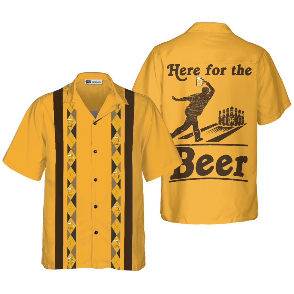 Here For The Beer Bowling Hawaiian Shirt, Drinking And Bowling Shirt, Best Gift For Bowling Players