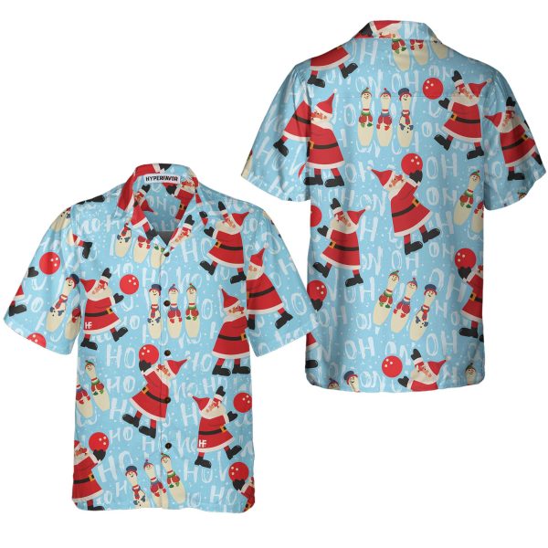 Santa With Bowling Ball Christmas Hawaiian Shirt, Funny Santa Claus Shirt, Best Gift For Christmas