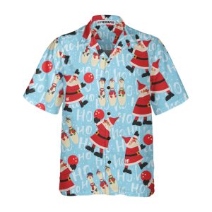 Santa With Bowling Ball Christmas Hawaiian Shirt, Funny Santa Claus Shirt, Best Gift For Christmas