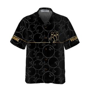 Bowling Pattern And Golden Custom Hawaiian Shirt, Personalized Bowling Shirt For Men & Women