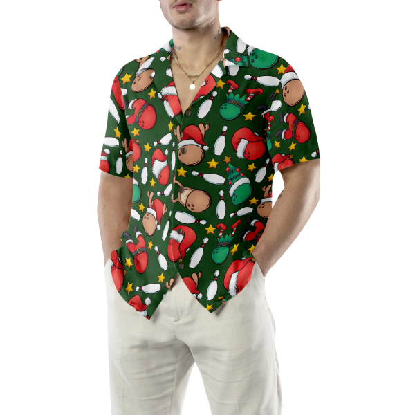 Hyperfavor Christmas Hawaiian Shirts, Christmas Bowling Pattern Shirt Short Sleeve, Christmas Shirt Idea Gift For Men And Women