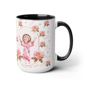 Divine Baby Jesus Prayer Two-Tone Coffee Mugs 15oz, Sentimental Gifts, Devotional Gifts, Religious Birthday Gifts, Faith-Based Unique Gifts