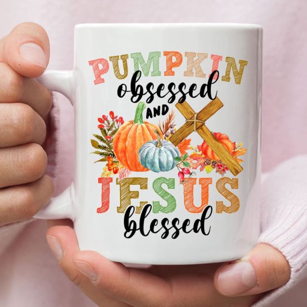 Pumpkin Obsessed and Jesus Blessed, Christian Fall, Coffee Mug