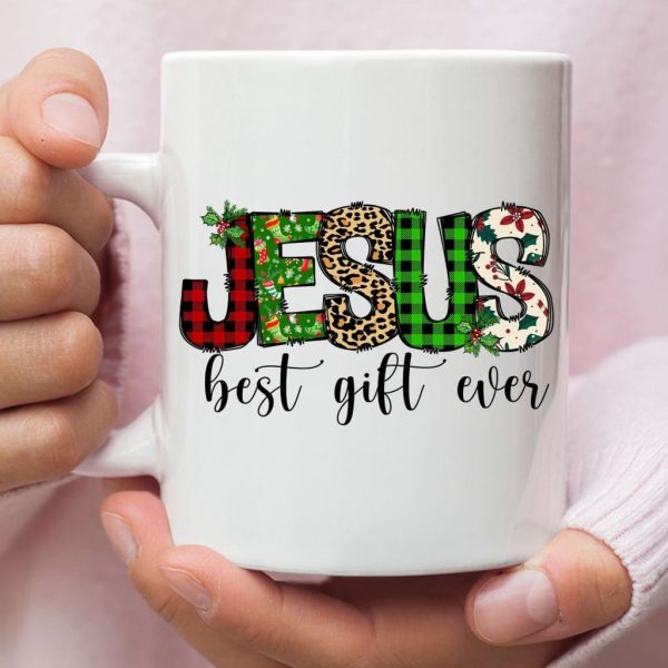 Jesus best gift ever Buffalo plaid leopard coffee mug