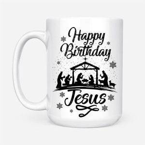 Happy Birthday Jesus, Christmas Nativity Scene, Coffee Mug 3